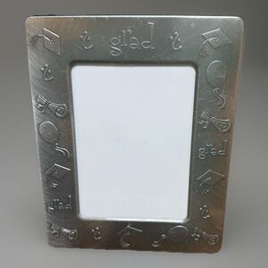 Jostens Silver Tone Grad Graduation Picture Frame Cap Scroll 5x7 Holds 3.5x5